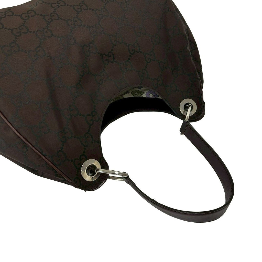 Gucci GG Pattern Canvas Leather Shoulder Bag Tote Brown — view 4