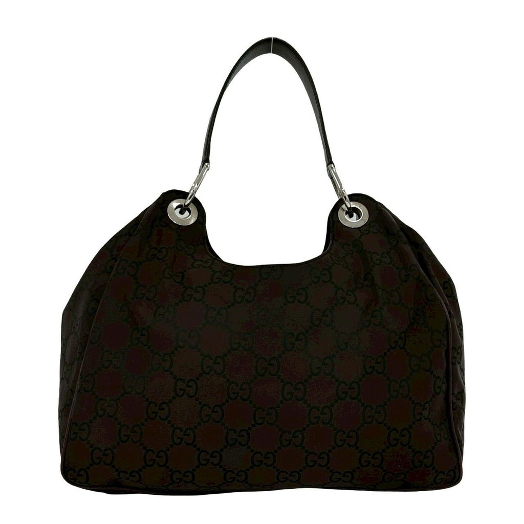 Gucci GG Pattern Canvas Leather Shoulder Bag Tote Brown — view 3