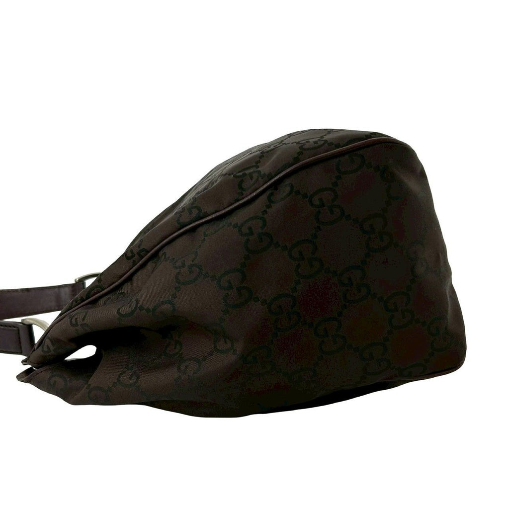 Gucci GG Pattern Canvas Leather Shoulder Bag Tote Brown — view 5