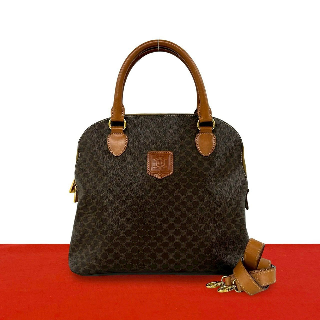 Celine Macadam Blason Triomphe Pattern Leather 2-Way Mini Tote Shoulder