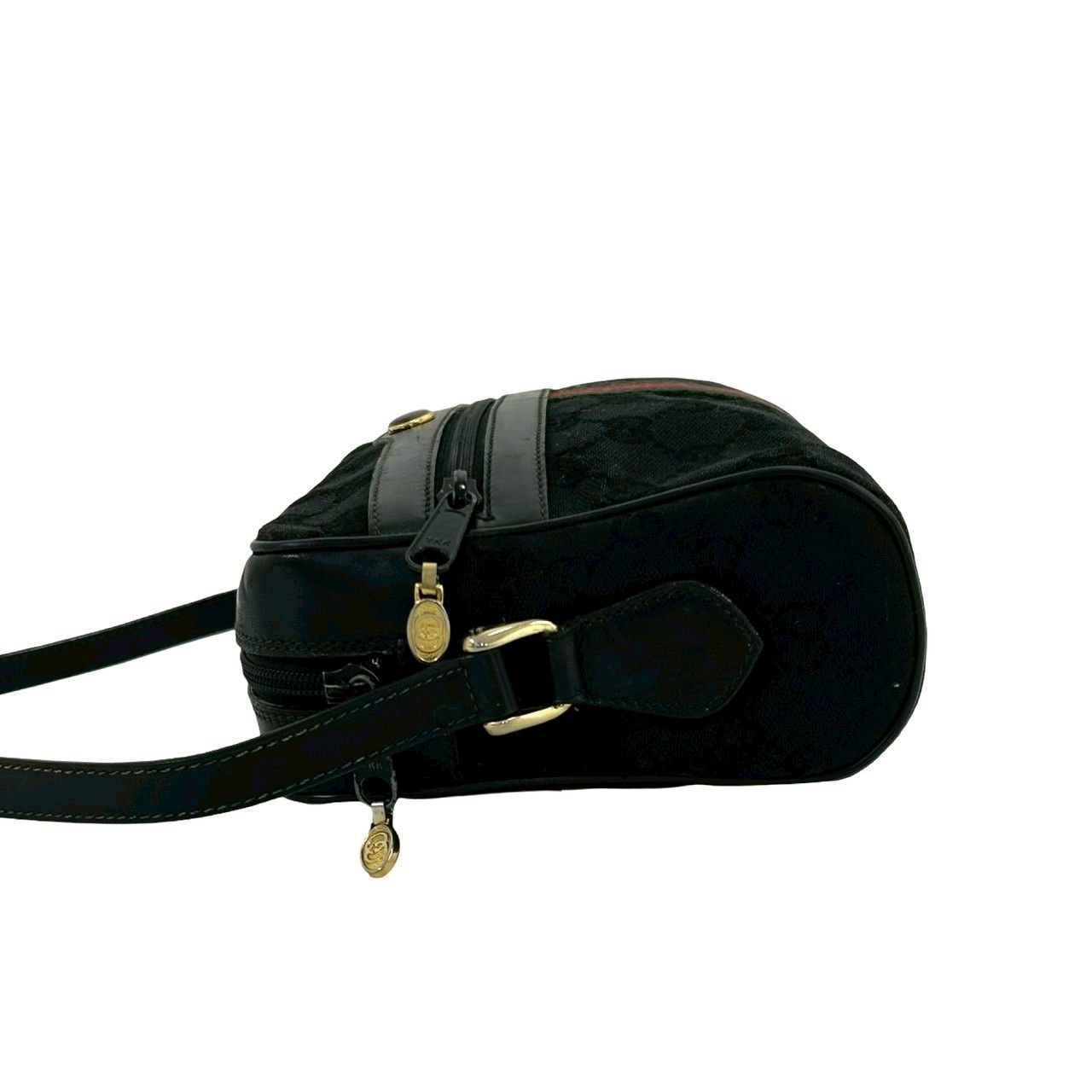 Gucci Vintage Sherry Line GG Logo Pattern Canvas Leather Mini Shoulder Bag Black — view 5