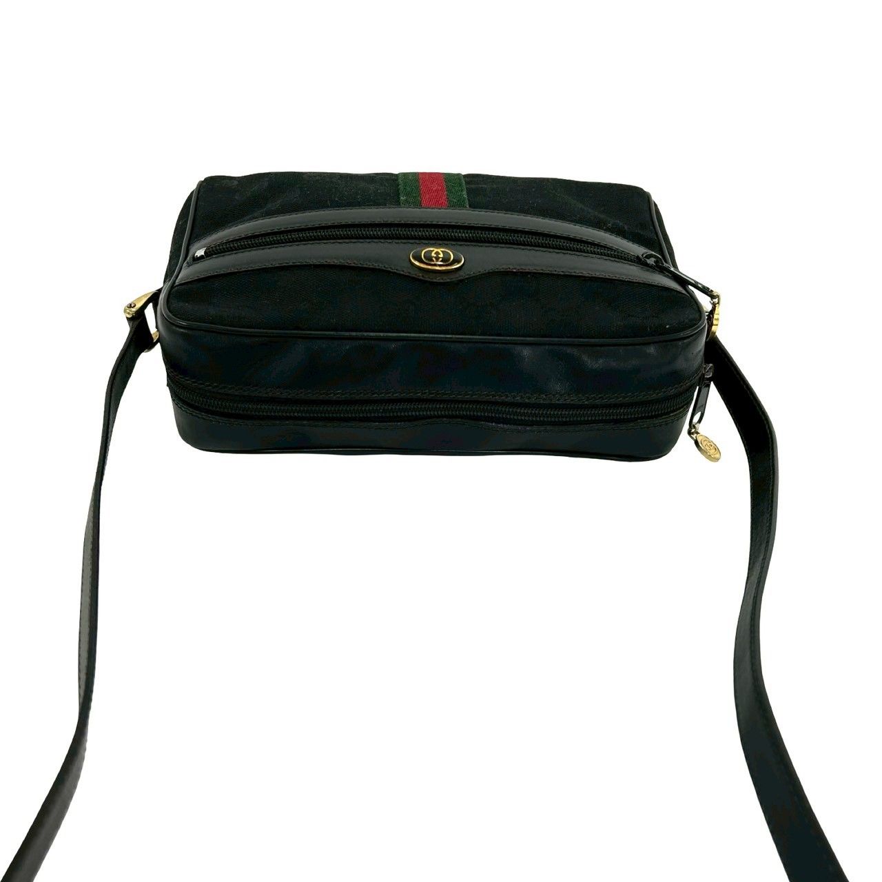 Gucci Vintage Sherry Line GG Logo Pattern Canvas Leather Mini Shoulder Bag Black — view 4