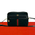 Gucci Vintage Sherry Line GG Logo Pattern Canvas Leather Mini Shoulder Bag Black