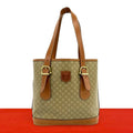 Celine Vintage Macadam Blason Logo Pattern Leather Tote Bag Beige Brown