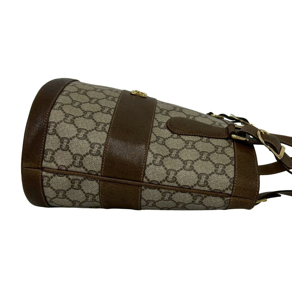 Gucci Vintage Plus Pattern Logo Leather Tote Brown — view 6