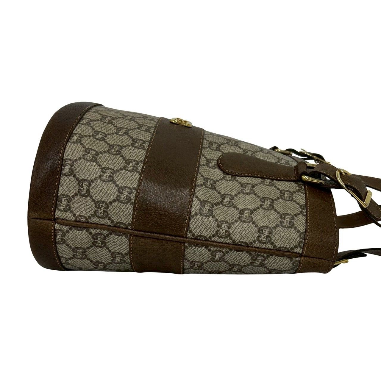 Gucci Vintage Plus Pattern Logo Leather Tote Brown — view 6