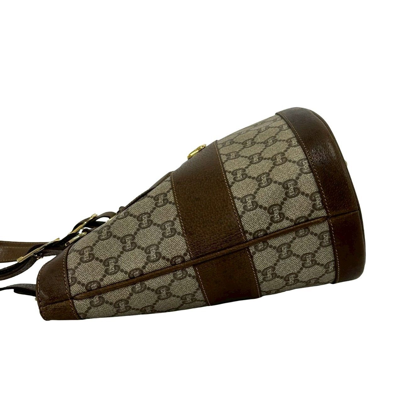 Gucci Vintage Plus Pattern Logo Leather Tote Brown — view 5