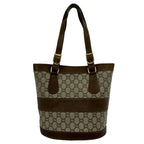 Gucci Vintage Plus Pattern Logo Leather Tote Brown — view 3