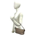 Gucci Logo GG All Over Pattern Canvas Leather Mini Handbag Pouch Brown Beige — view 2