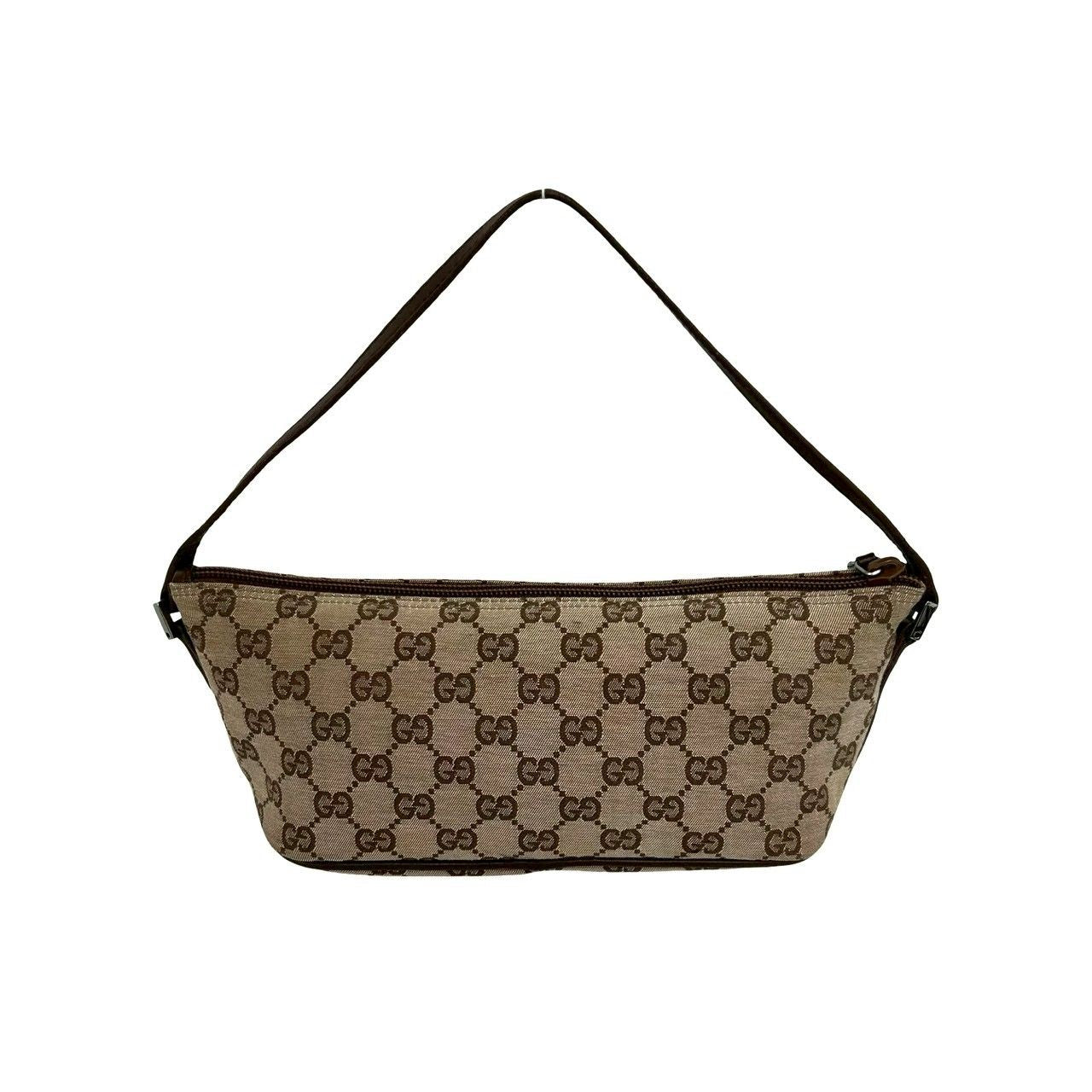 Gucci Logo GG All Over Pattern Canvas Leather Mini Handbag Pouch Brown Beige — view 3