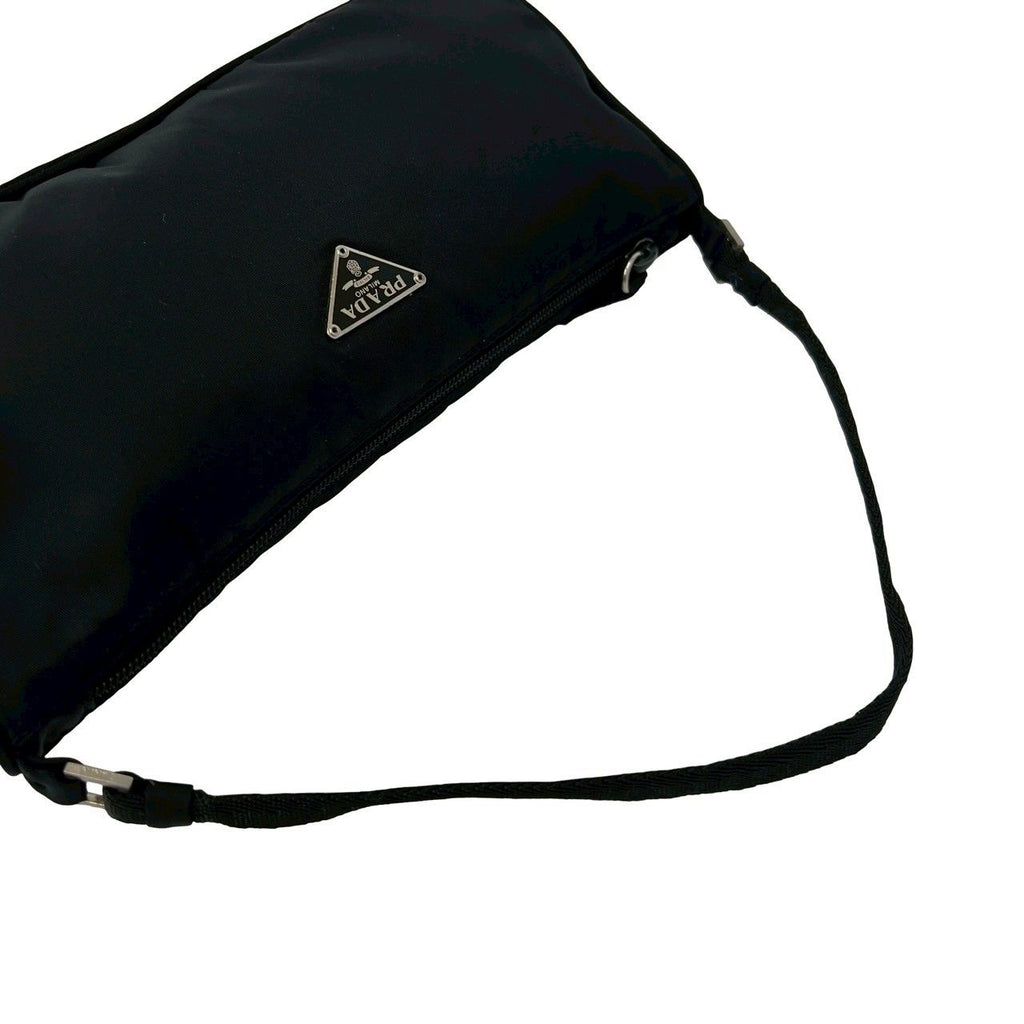 Prada Triangle Logo Plate Tessuto Nylon Mini Handbag Pouch Black — view 4