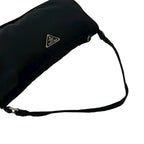 Prada Triangle Logo Plate Tessuto Nylon Mini Handbag Pouch Black — view 4