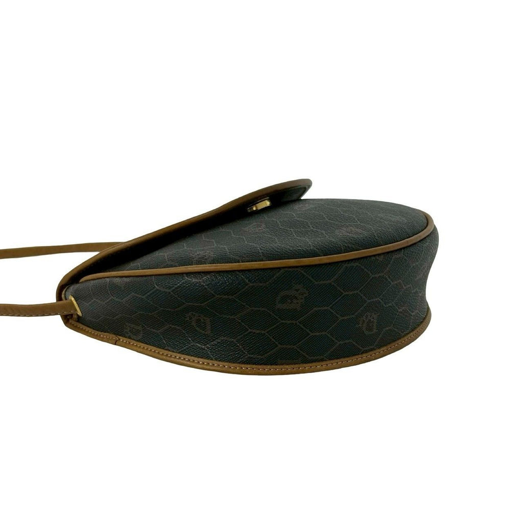 Dior Vintage Honeycomb Pattern Leather Shoulder Bag Pochette Crossbody Gray — view 7