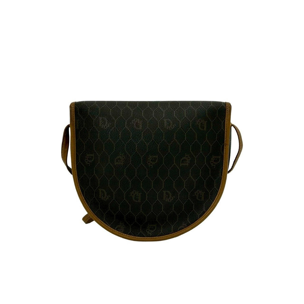 Dior Vintage Honeycomb Pattern Leather Shoulder Bag Pochette Crossbody Gray — view 3