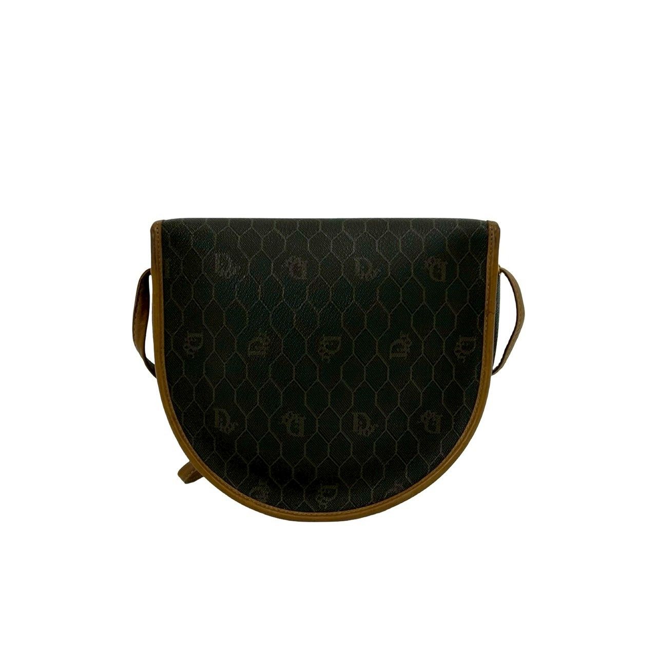 Dior Vintage Honeycomb Pattern Leather Shoulder Bag Pochette Crossbody Gray — view 3