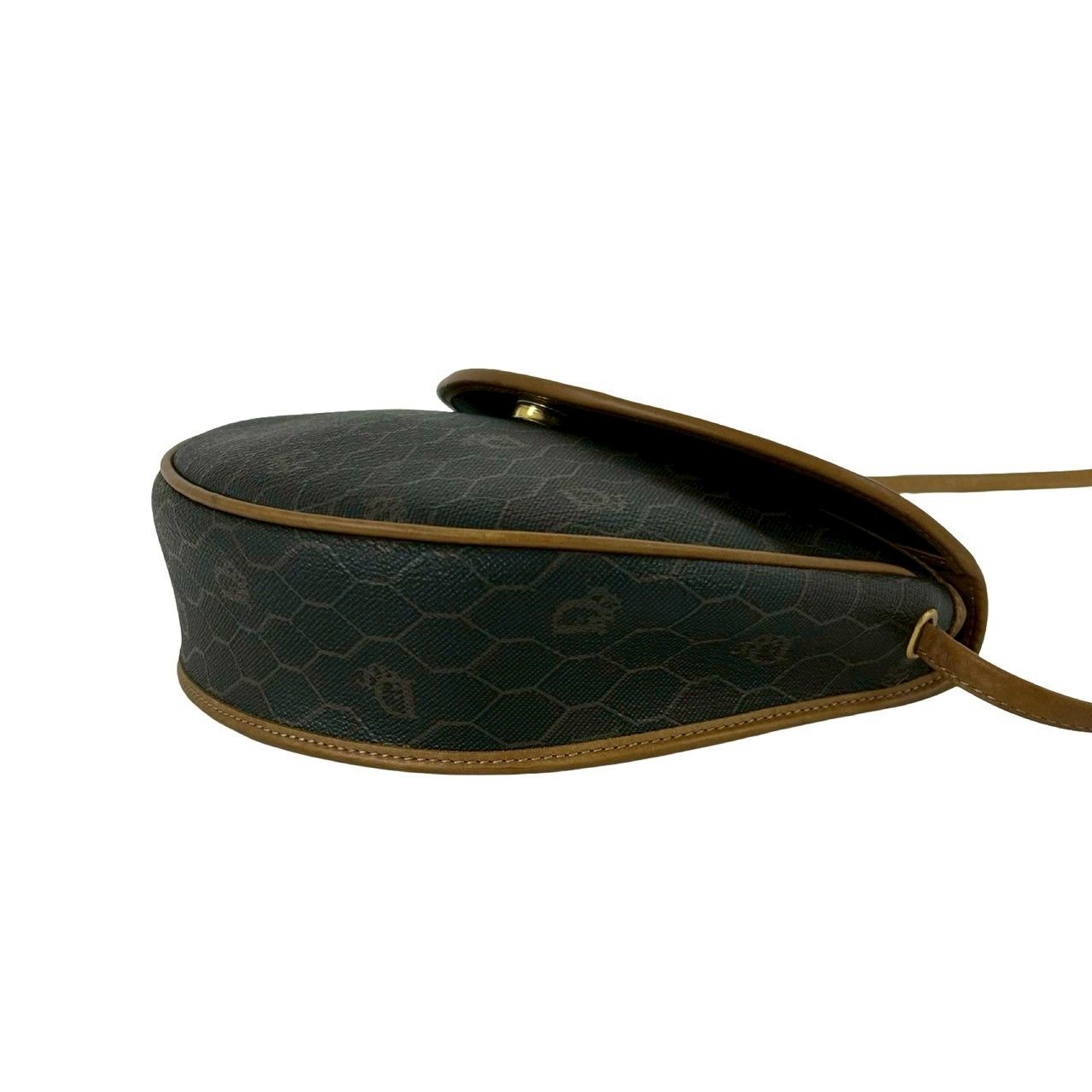 Dior Vintage Honeycomb Pattern Leather Shoulder Bag Pochette Crossbody Gray — view 8