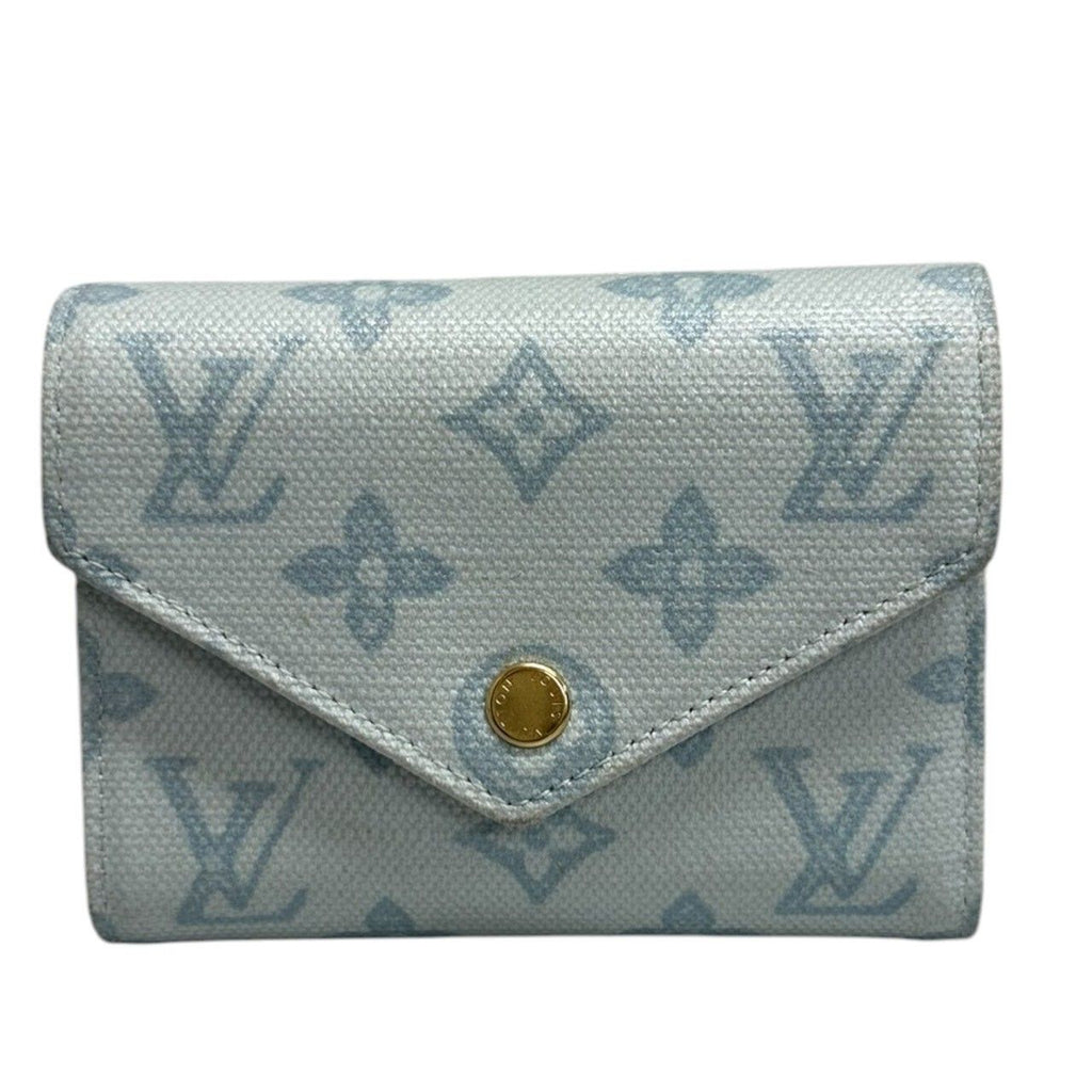 Louis Vuitton Monogram Blue Gold Canvas Leather Trifold Wallet