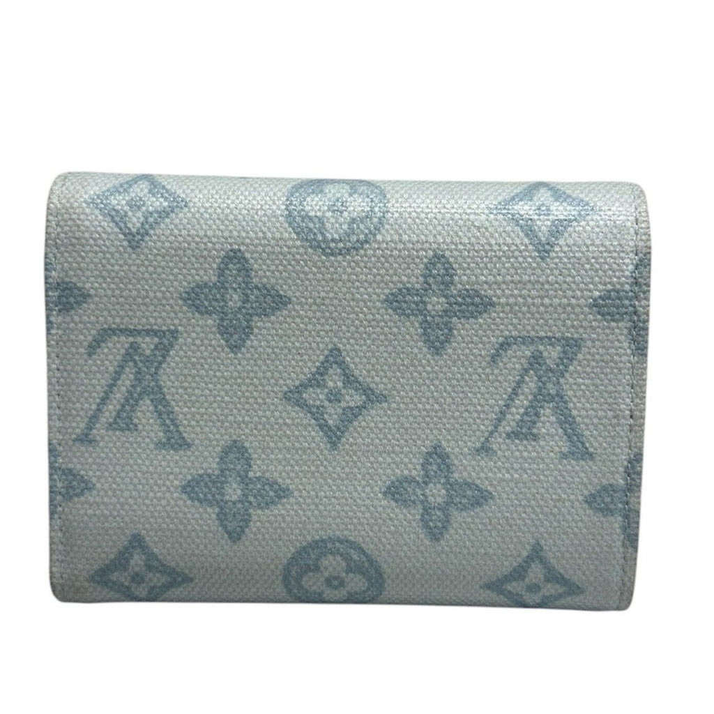 Louis Vuitton Monogram Blue Gold Canvas Leather Trifold Wallet — view 2