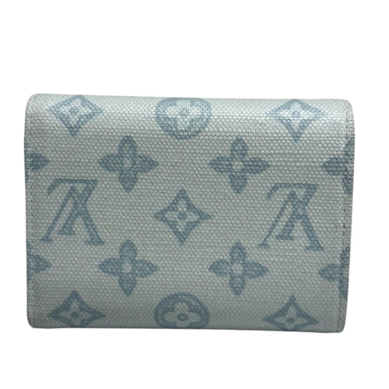 Louis Vuitton Monogram Blue Gold Canvas Leather Trifold Wallet — view 2