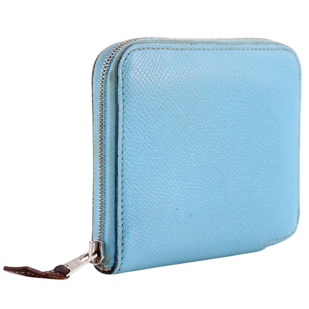 Hermes Compact Silk in Veau Light Blue Coin Case — view 3