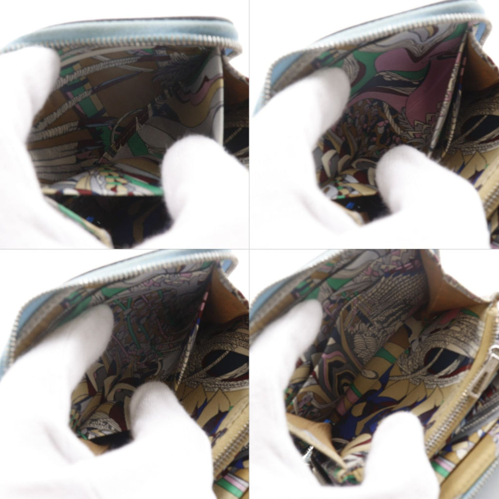 Hermes Compact Silk in Veau Light Blue Coin Case — view 6