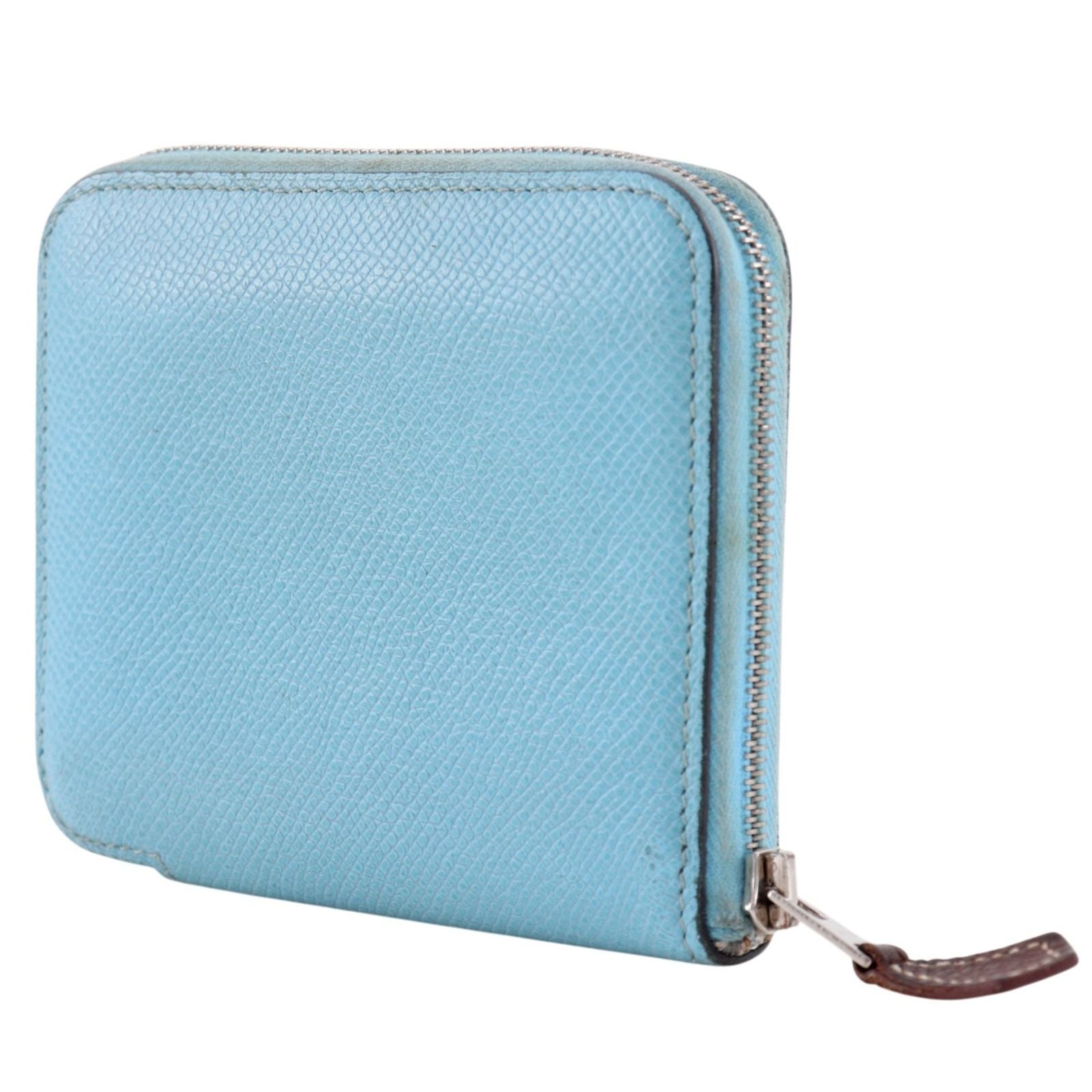 Hermes Compact Silk in Veau Light Blue Coin Case — view 2