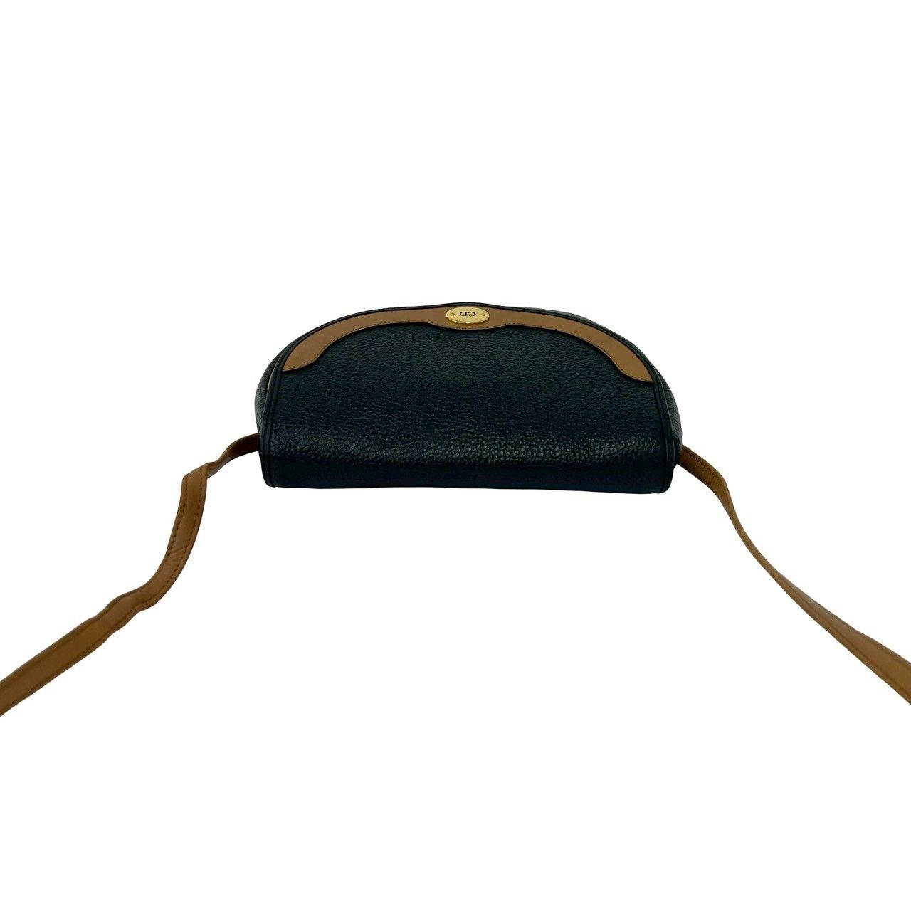 Dior Vintage CD Logo Leather Shoulder Bag Pochette Crossbody Black