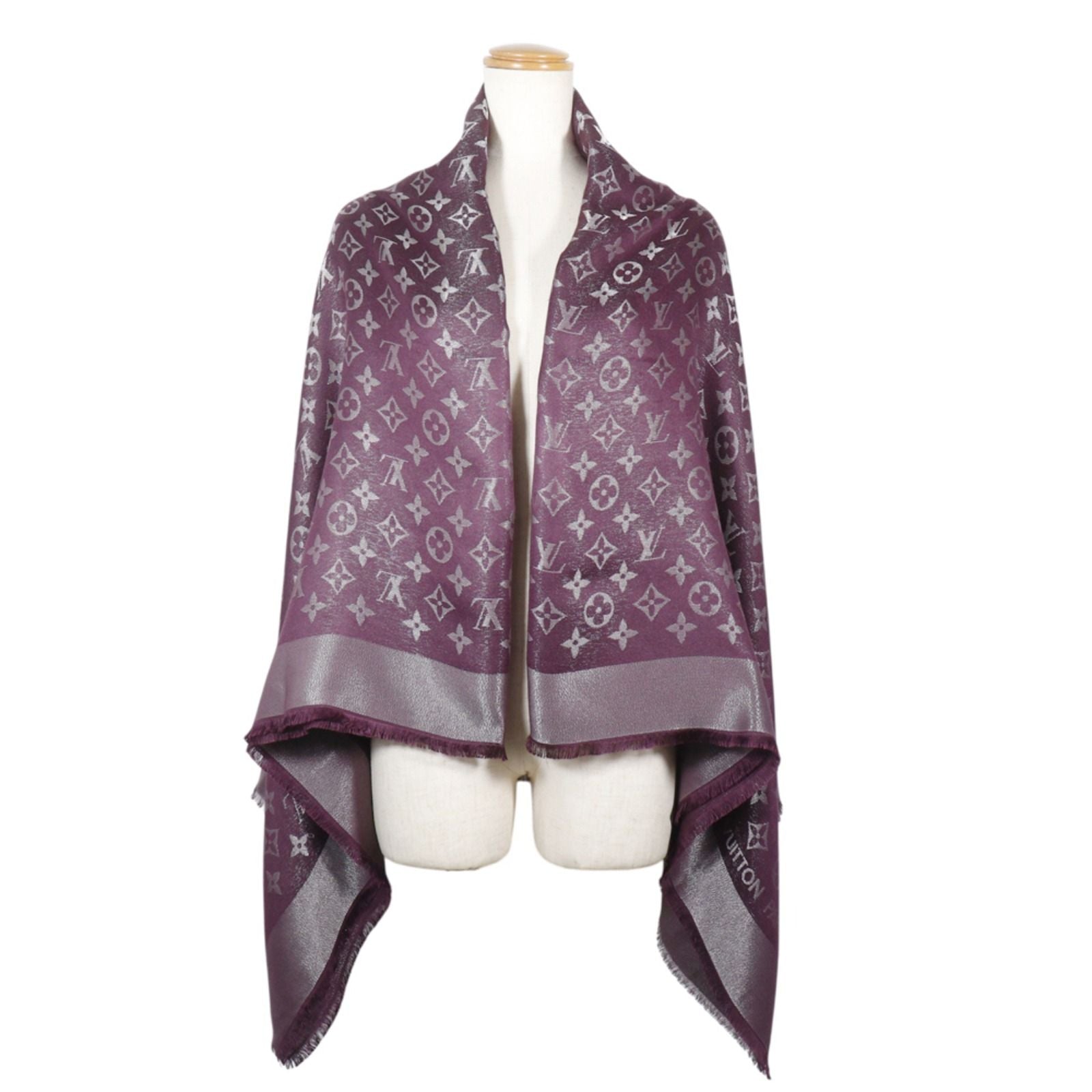 Louis Vuitton Monogram Shine Silk Purple Shawl Scarf — view 2