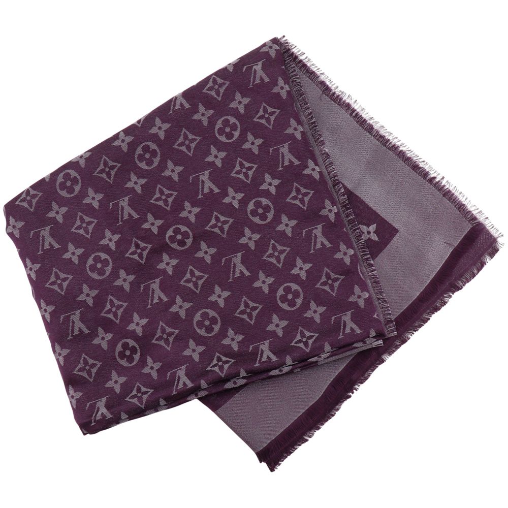 Louis Vuitton Monogram Shine Silk Purple Shawl Scarf — view 3