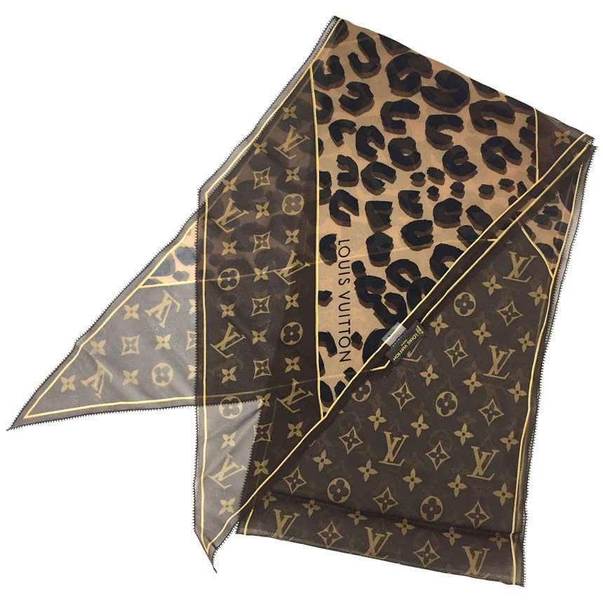 Louis Vuitton Echarpe Monogram Scarf Shawl Leopard