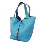 Hermes Handbag Picotin Lock MM Taurillon Clemence Swift Blue Paradise Silver