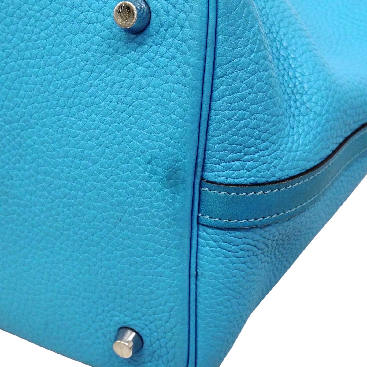 Hermes Handbag Picotin Lock MM Taurillon Clemence Swift Blue Paradise Silver — view 7