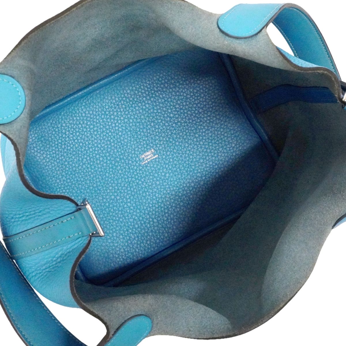 Hermes Handbag Picotin Lock MM Taurillon Clemence Swift Blue Paradise Silver — view 4