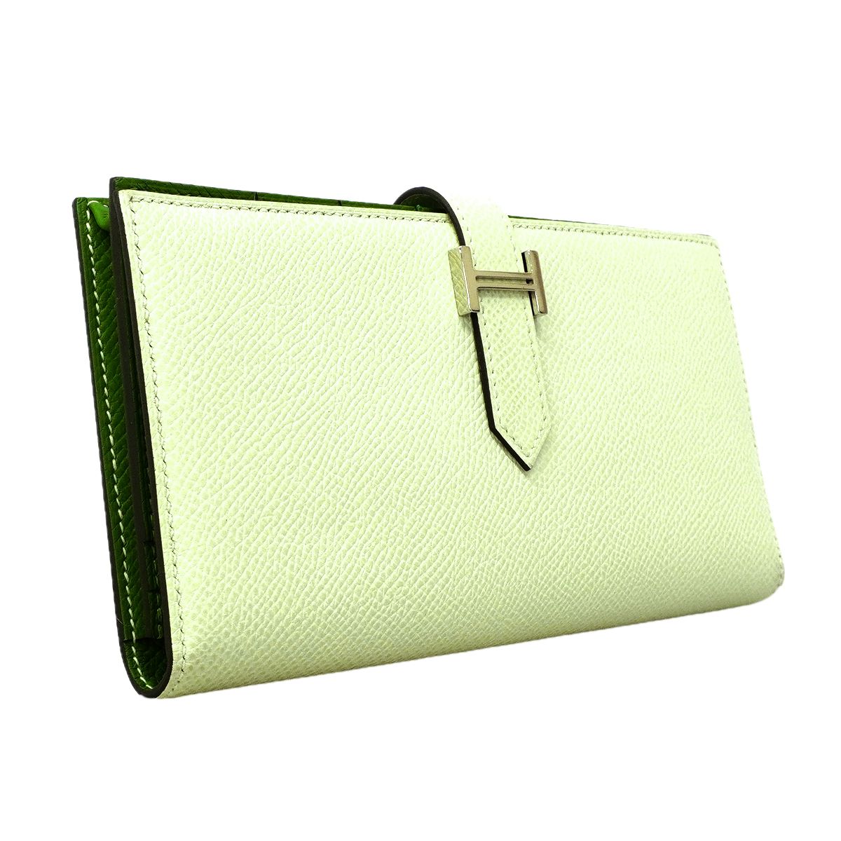 Hermes Wallet Bearn Souffle Verso Veau Epsom Vert Fizz Yucca Silver — view 2