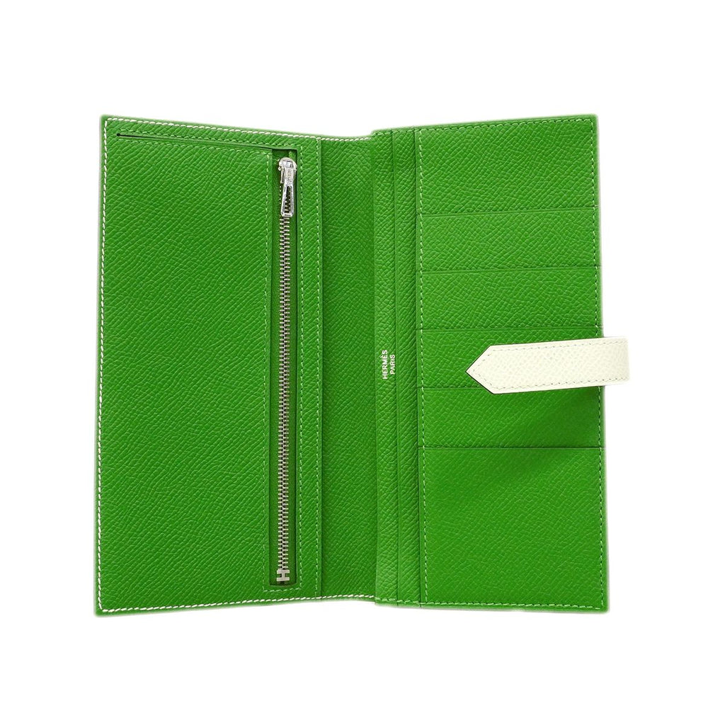Hermes Wallet Bearn Souffle Verso Veau Epsom Vert Fizz Yucca Silver — view 4