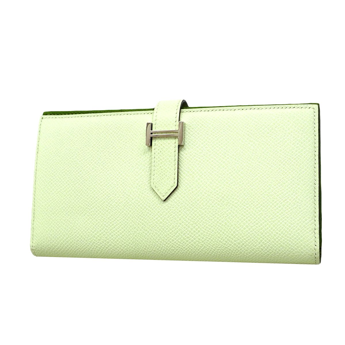 Hermes Wallet Bearn Souffle Verso Veau Epsom Vert Fizz Yucca Silver