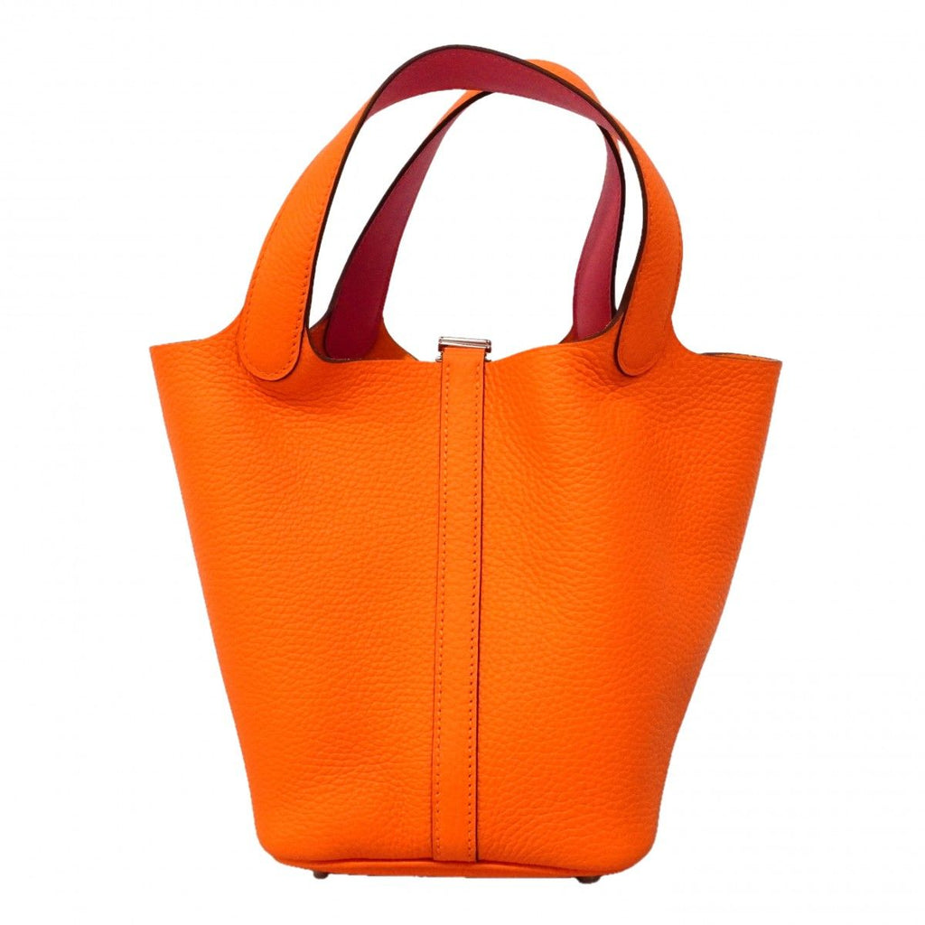Hermes Handbag Picotin Lock Eclat PM Taurillon Clemence Swift Orange Minyan — view 7
