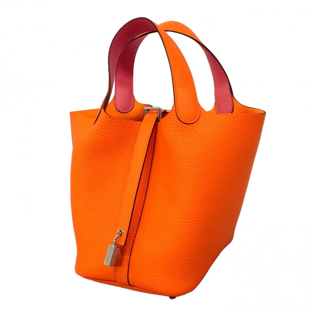 Hermes Handbag Picotin Lock Eclat PM Taurillon Clemence Swift Orange Minyan