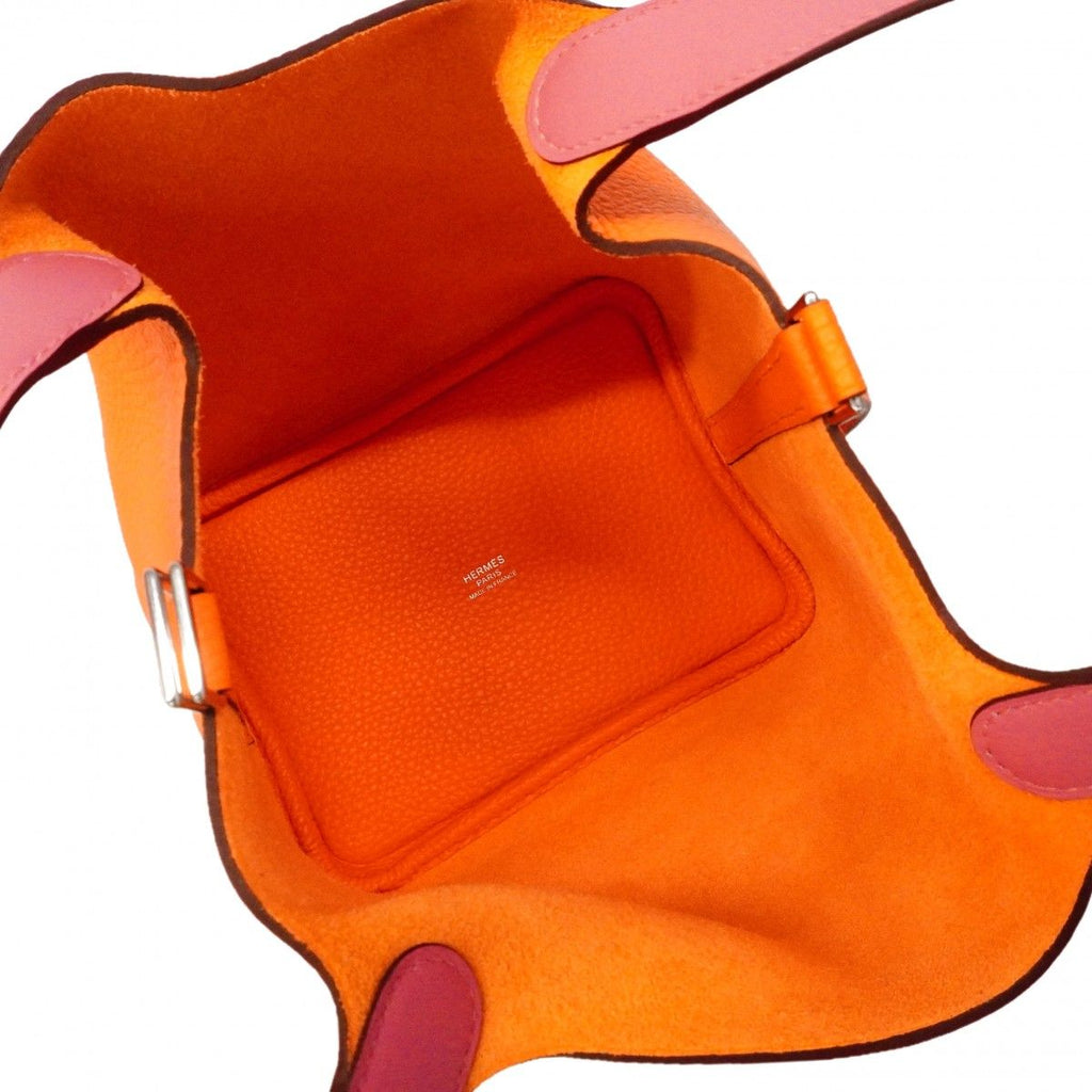 Hermes Handbag Picotin Lock Eclat PM Taurillon Clemence Swift Orange Minyan — view 4