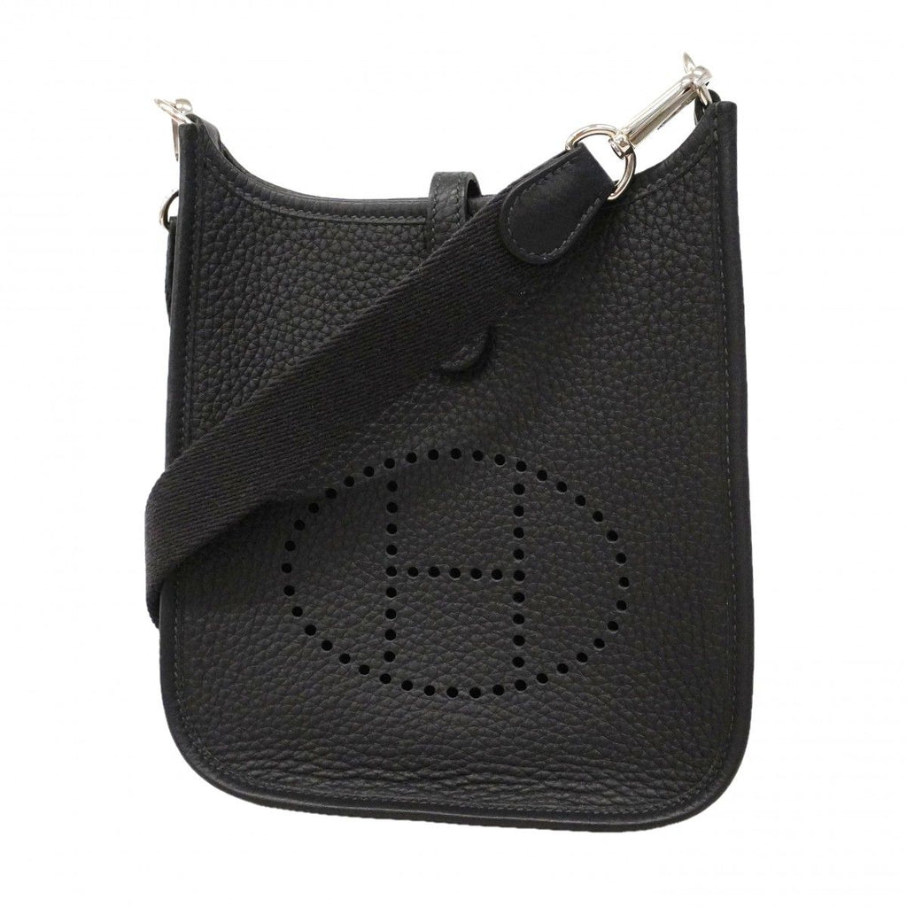 Hermes Shoulder Bag Evelyne TPM Taurillon Clemence Black Silver