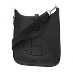 Hermes Shoulder Bag Evelyne TPM Taurillon Clemence Black Silver