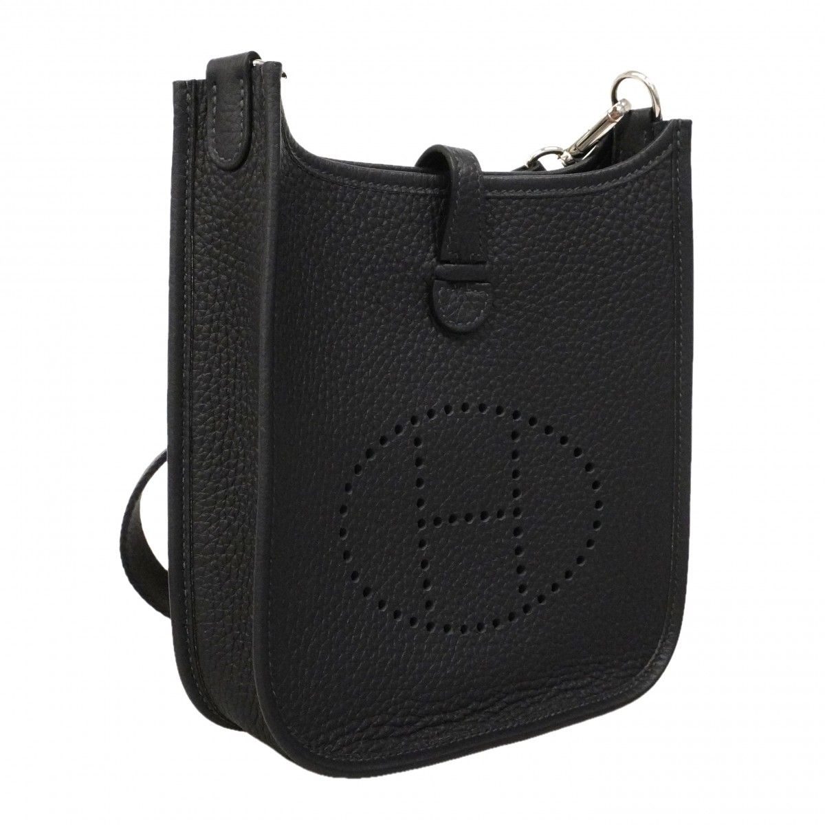 Hermes Shoulder Bag Evelyne TPM Taurillon Clemence Black Silver — view 2