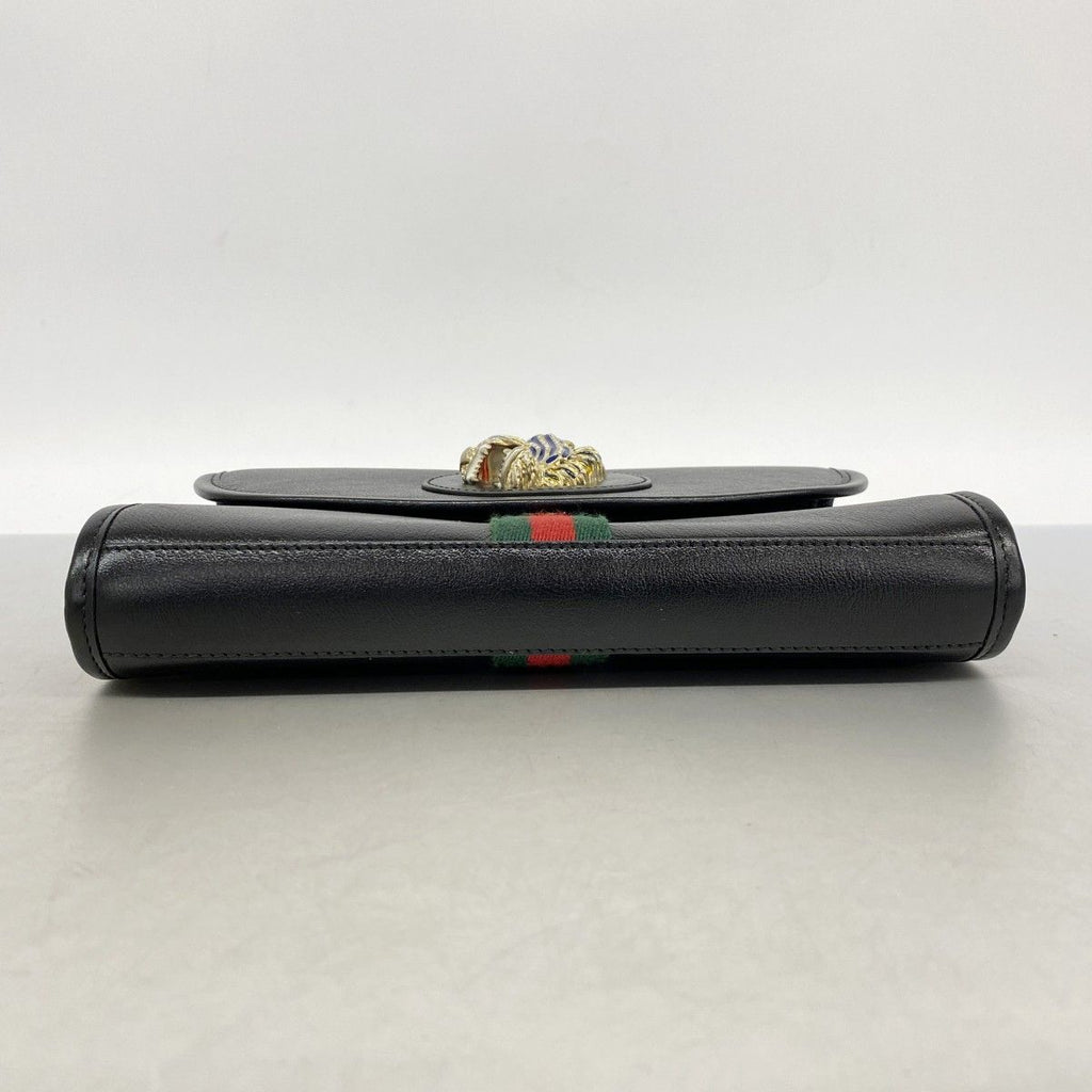 Gucci Shoulder Bag Rajah Leather Black Gold — view 3