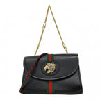 Gucci Shoulder Bag Rajah Leather Black Gold