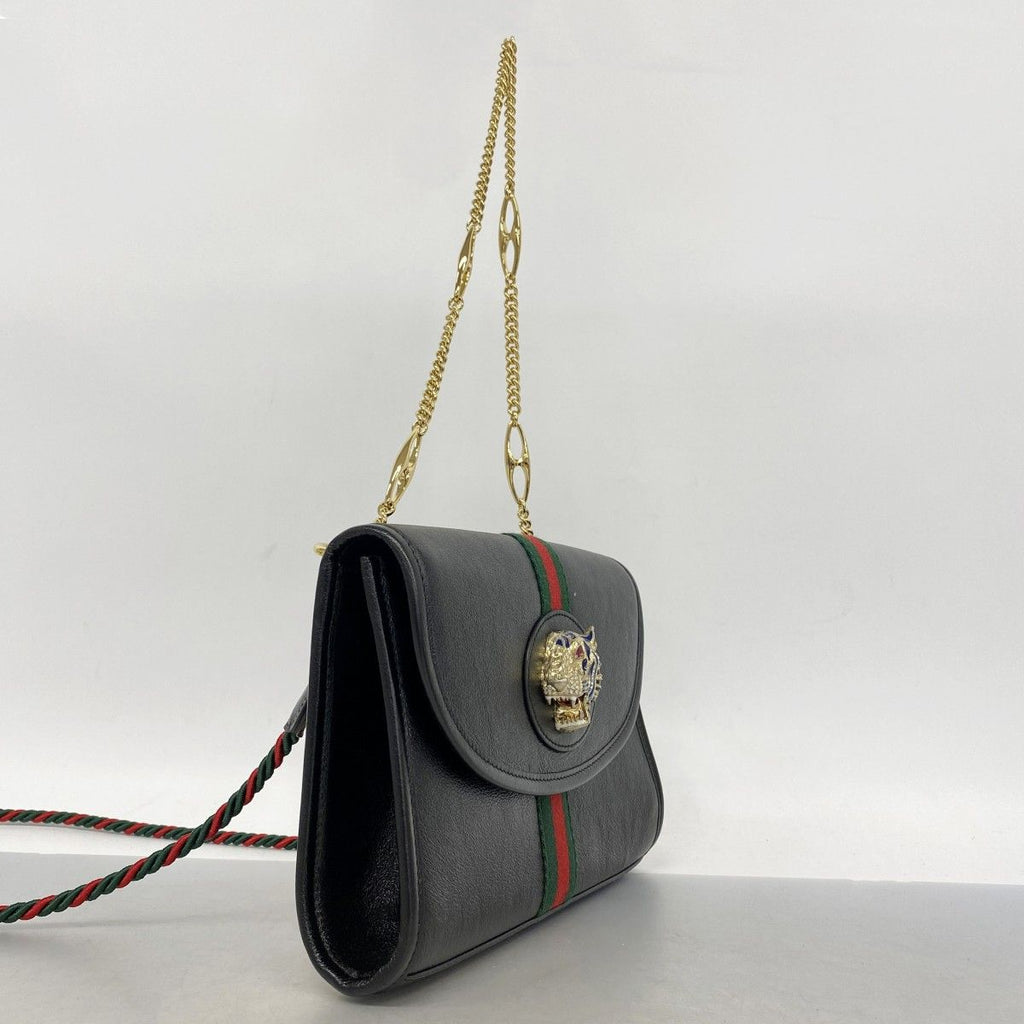 Gucci Shoulder Bag Rajah Leather Black Gold — view 2