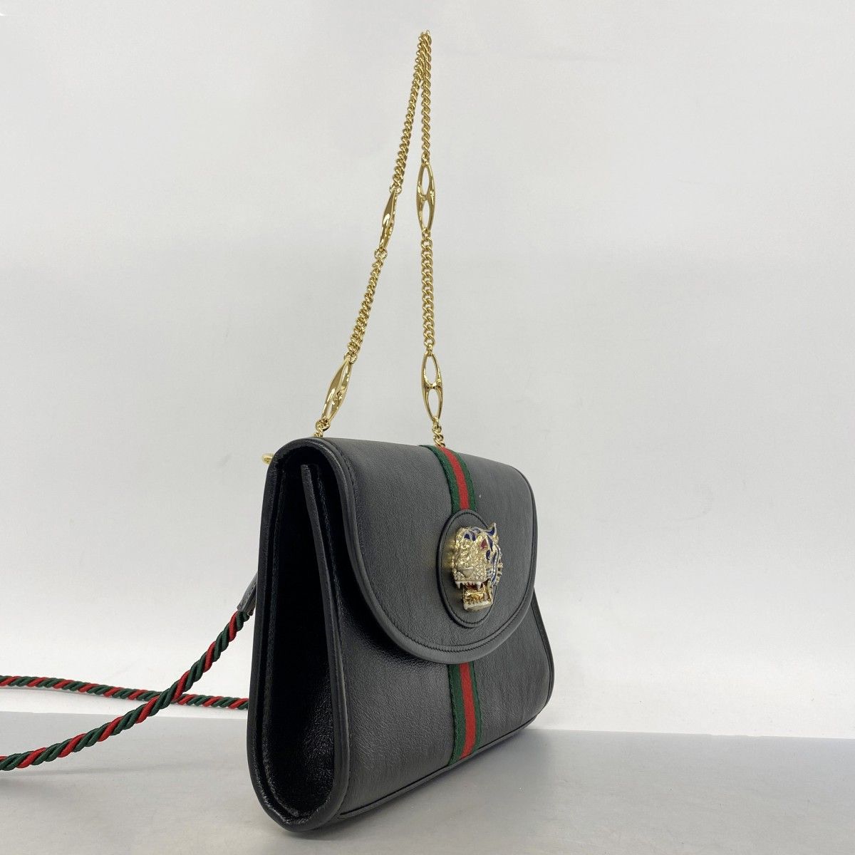 Gucci Shoulder Bag Rajah Leather Black Gold — view 2