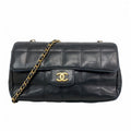 Chanel Shoulder Bag Choco Bar Lambskin Black Gold