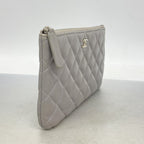 Chanel Wallet Quilted Lambskin Gray Silver — view 2