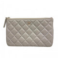 Chanel Wallet Quilted Lambskin Gray Silver