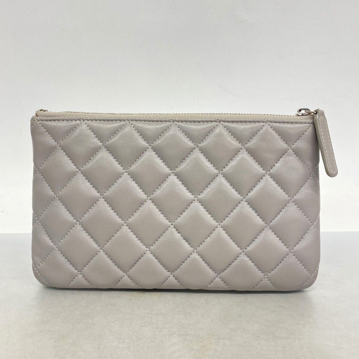 Chanel Wallet Quilted Lambskin Gray Silver — view 9